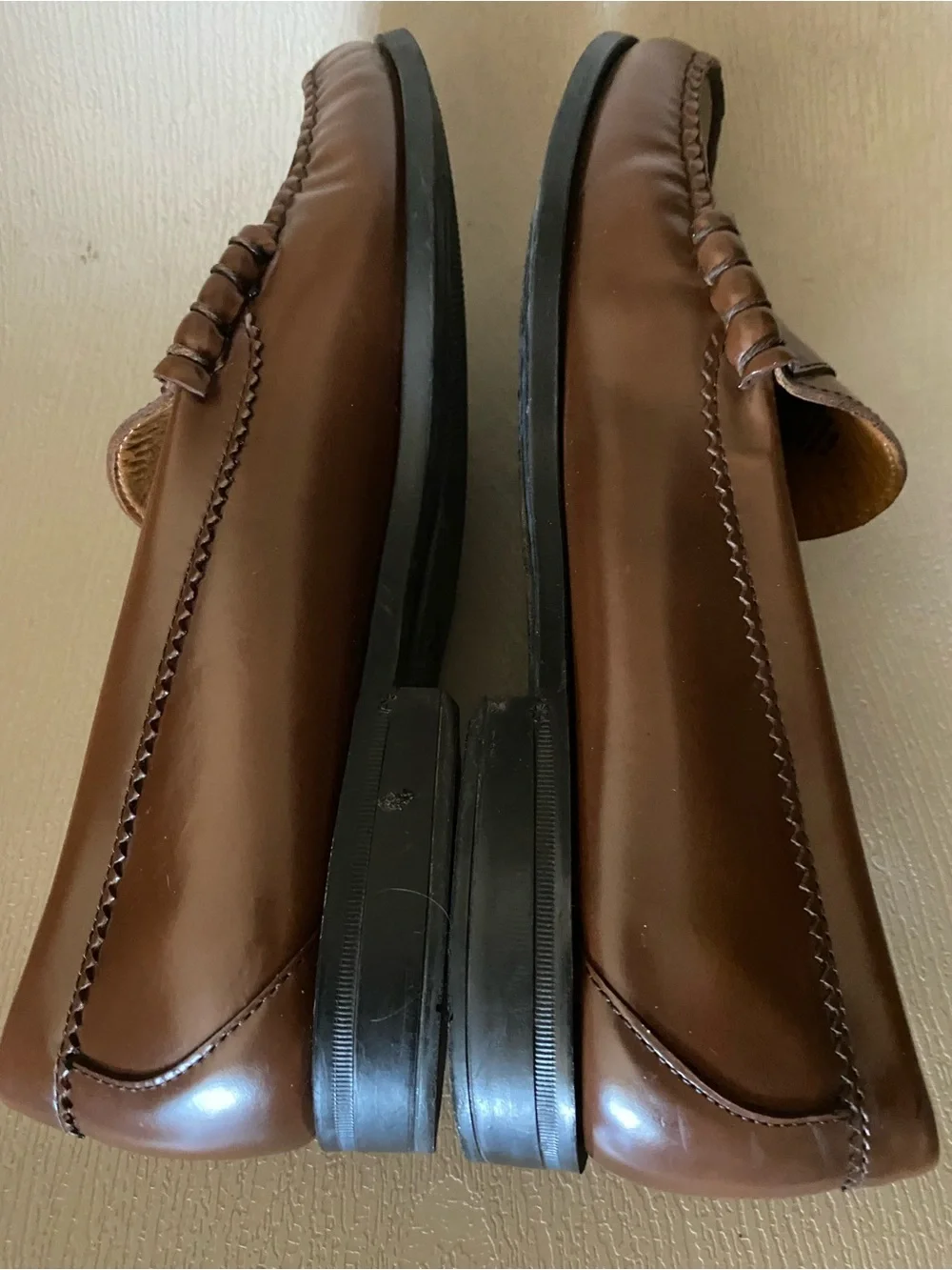 J.Crew superior boots & shoes brown patent leather penny loafers flex soles 10